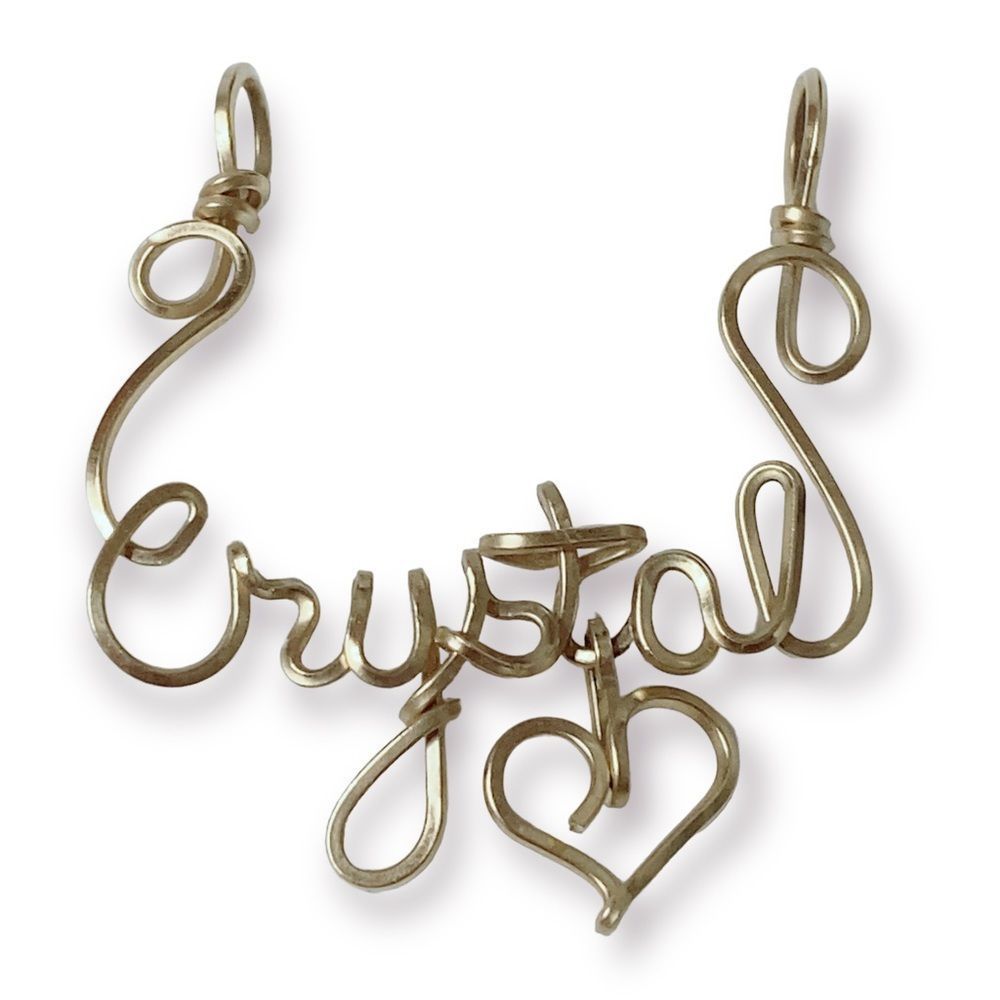 Crystal Gold Filled Wire Cursive Nameplate Pendan… - image 1